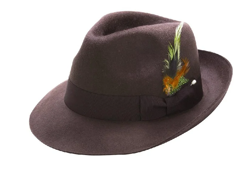 Modique Collection: Brown Fur-Felt Pinch Fedora Hat