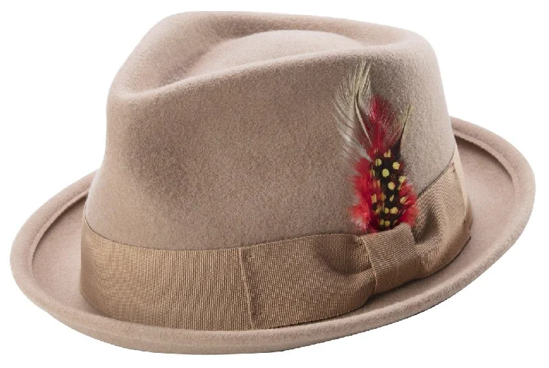 Neatify Collection: Men's Camel Bogart Stingy Brim Fine Wool Felt Teardrop Dent Hat