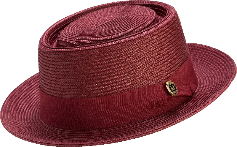 Carina Collection: Montique Burgundy Braided Pork Pie Hat