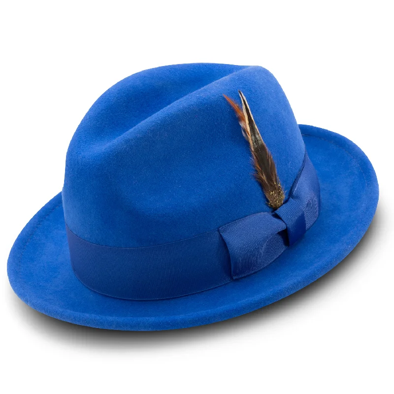 Diamondeo Collection: Montique Men's Royal 2" Snap Brim Crushable Felt Wool Fedora Hat