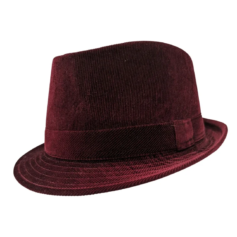 Montique Burgundy Fedora Corduroy Stingy Brim Hat H-18F