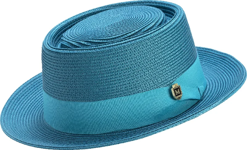 Carina Collection: Montique Teal Braided Pork Pie Hat