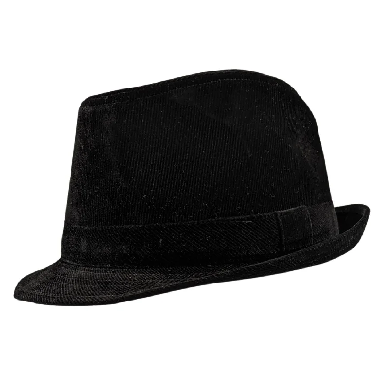 Montique Black Fedora Corduroy Stingy Brim Hat H-18F