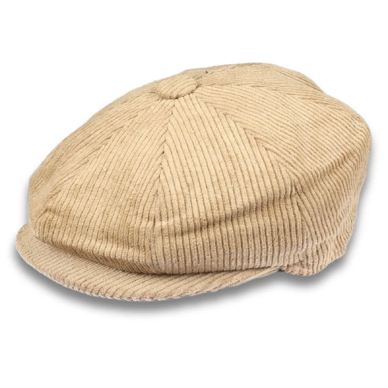 Men's Flat Cap 100% Cotton Corduroy Newsboy Baker Boy Peaked 8 Panel Hat