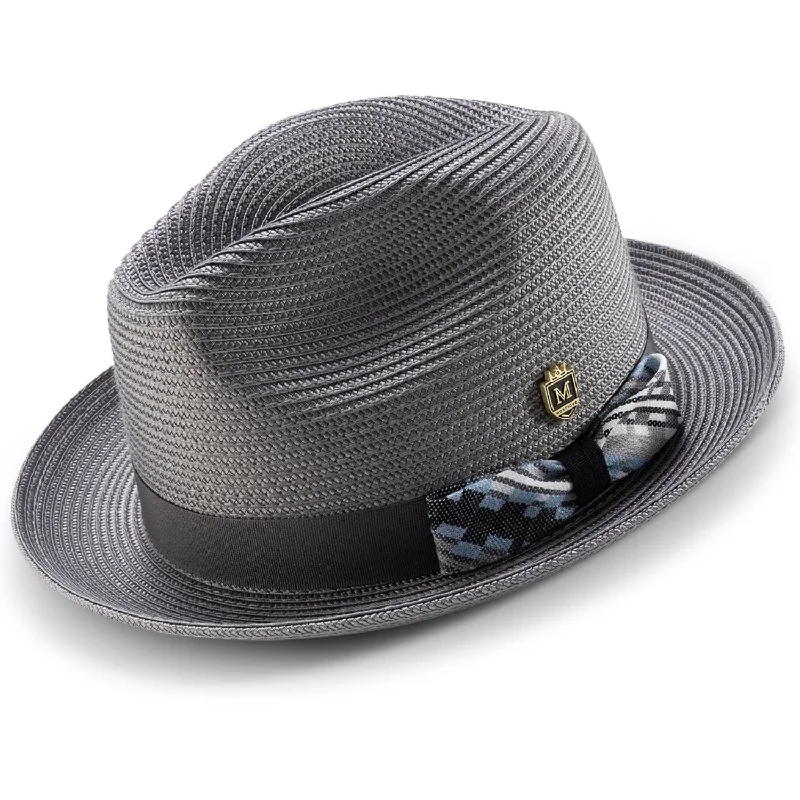 Jivejazzle Collection: Montique Weave Design Fedora Dress Hat In Grey