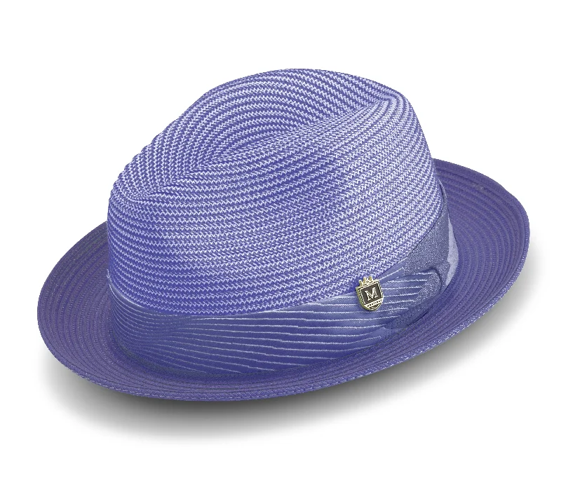 Purple Braided Tone On Tone Stingy Brim Pinch Fedora Hat H2204