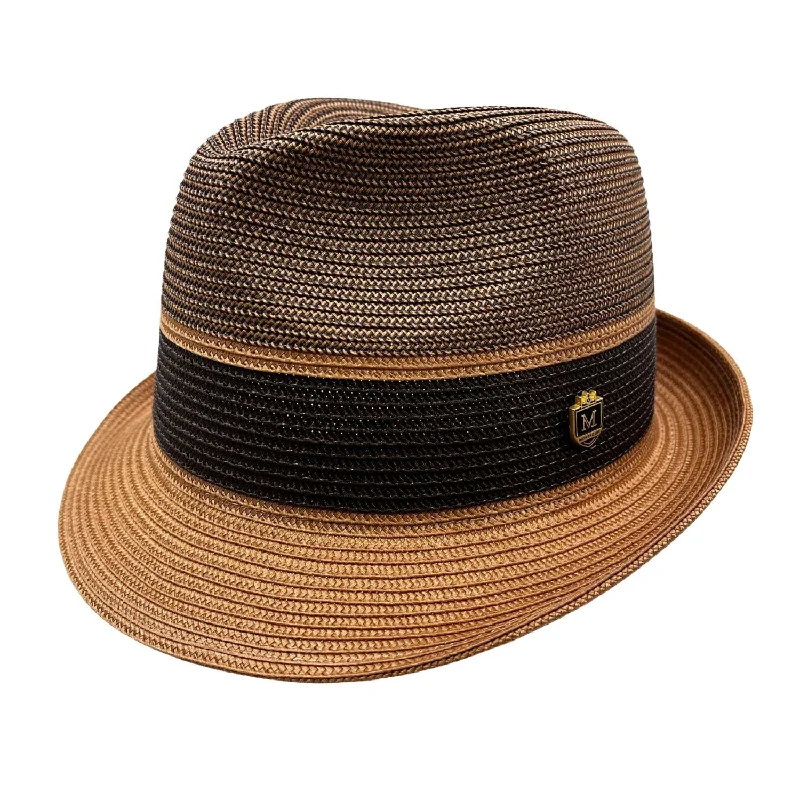 Ivorythm Collection: Mocha Brown Braided Two Tone Pinch Fedora Hat