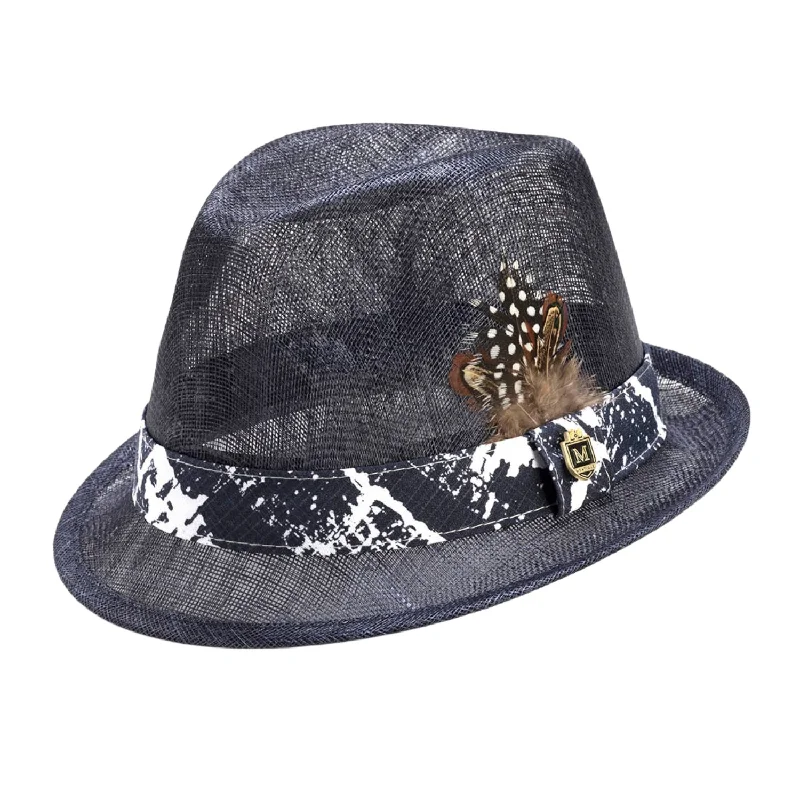 Marston Collection: Montique Navy Sinamay Fedora Hat H-1743