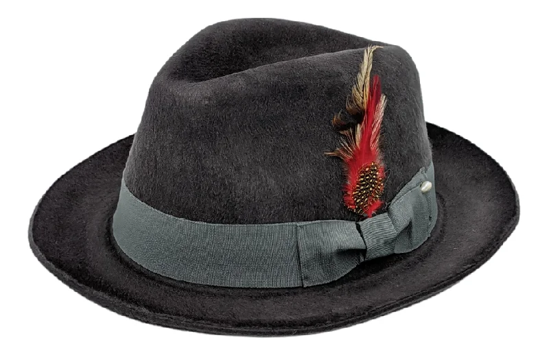 Modique Collection: Silver Fur-Felt Pinch Fedora Hat