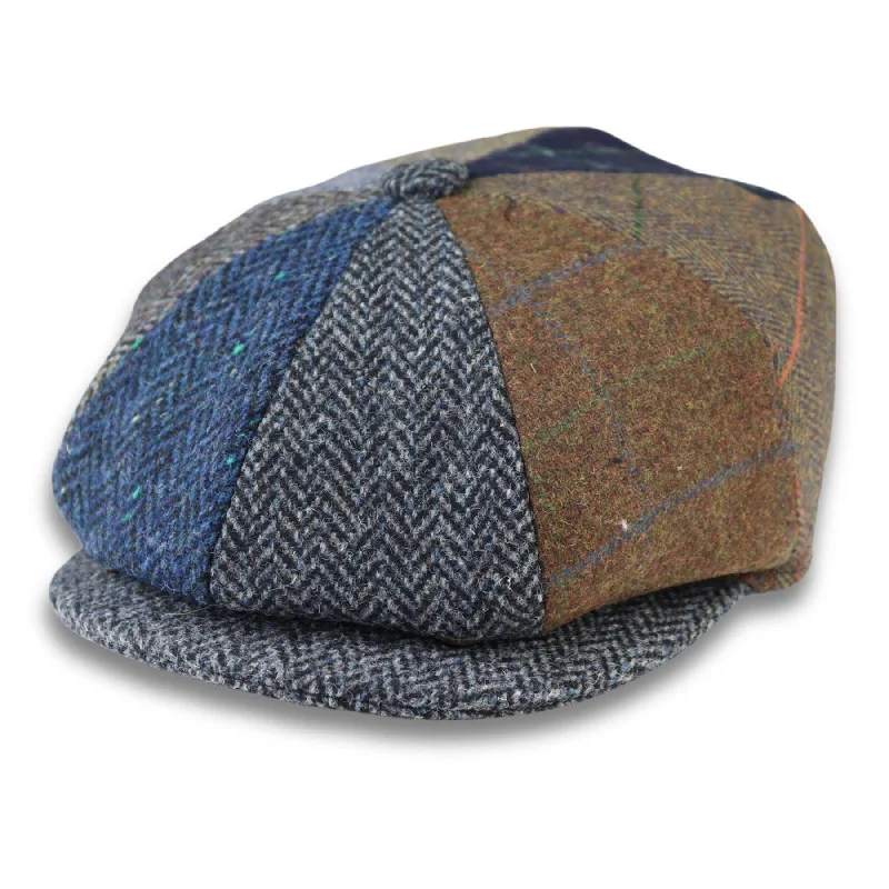 Men's Flat Cap Wool Blend Tweed Patch Newsboy Baker Boy 8 Panel Hat