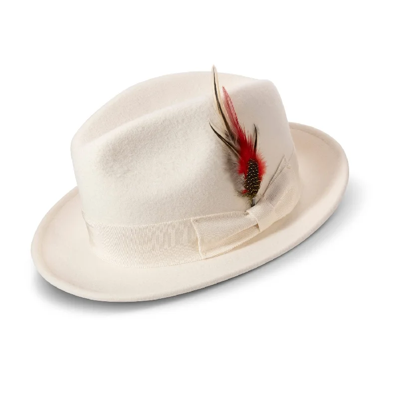 Iconify Collection: Montique White 2 1/4" Brim Beaver Look Felt Hat