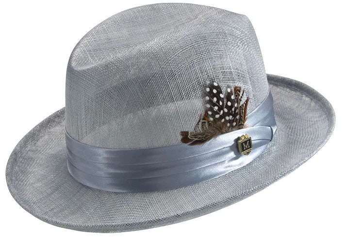 Montique Silver Sinamay Hat with Satin Ribbon - H-21