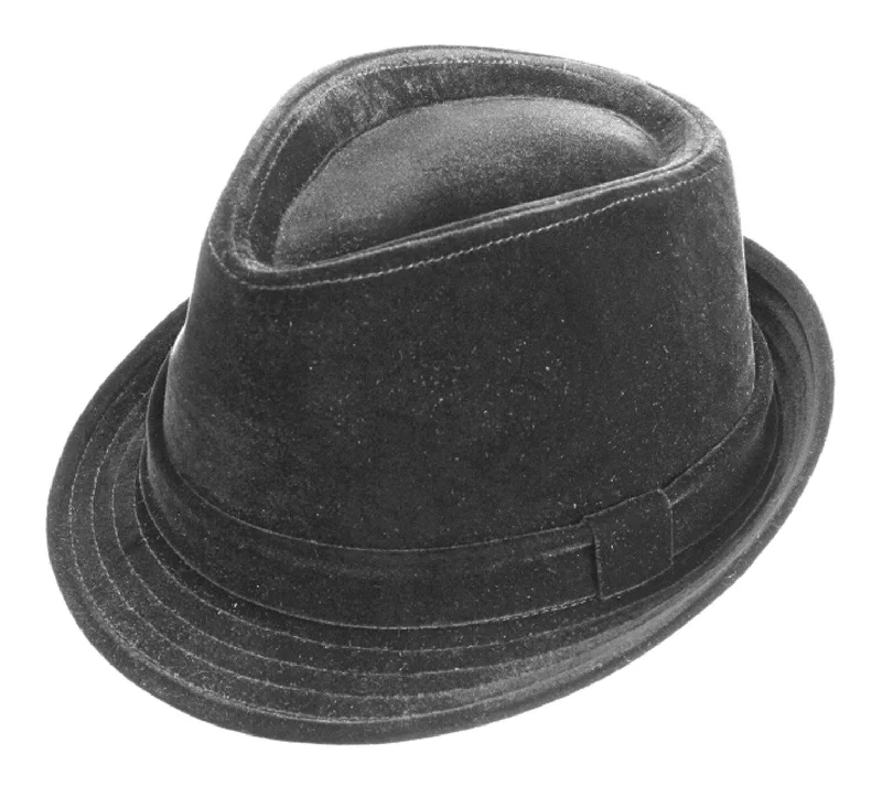 Montique Black Fedora Men's Velvet Stingy Brim Hat H16