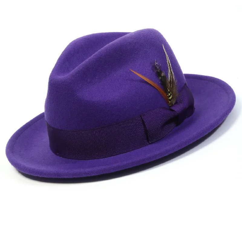 Twilique Collection: Montique Blackberry Lightfelt 2 ½" Wide Brim Wool Felt Pinch Hat