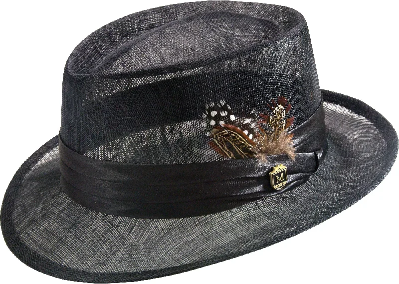 Montique Black Sinamay Fedora Hat H-19