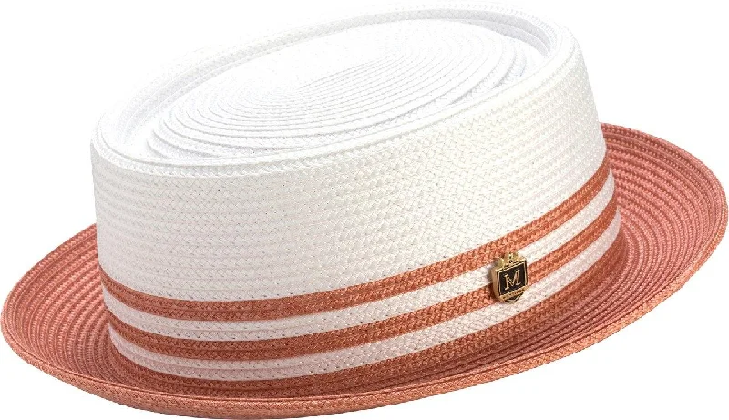 Montique Coral Straw Pork Pie Two Tone Hat H51