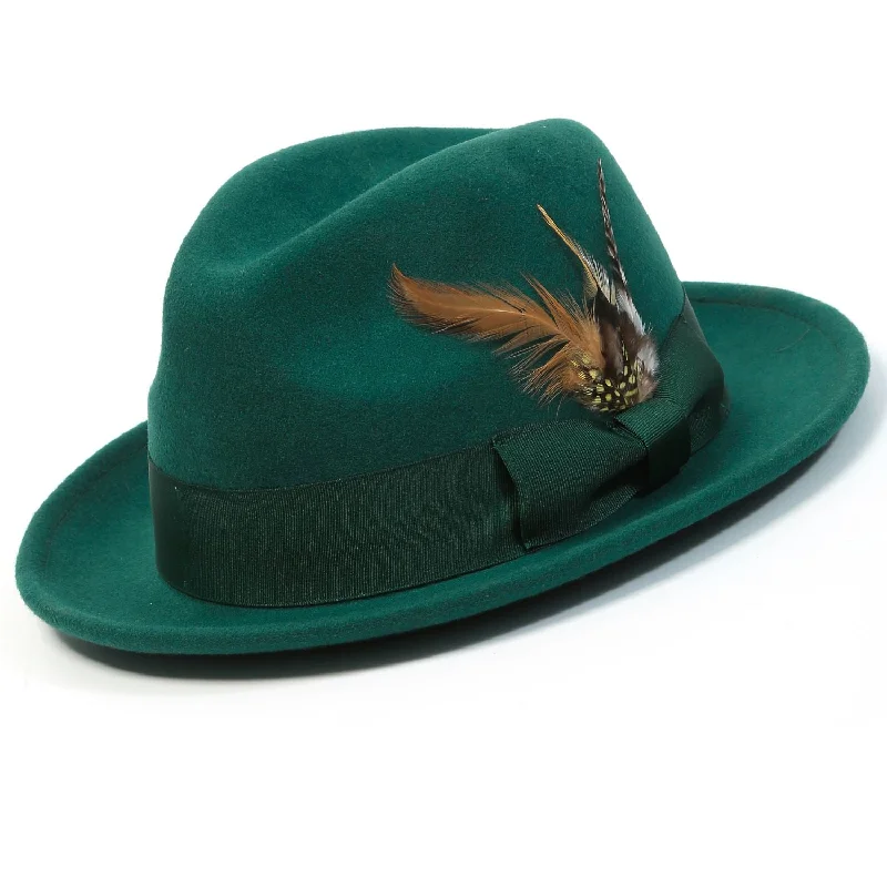 Diamondeo Collection: Montique Men's Emerald 2" Snap Brim Crushable Wool Felt Fedora Hat