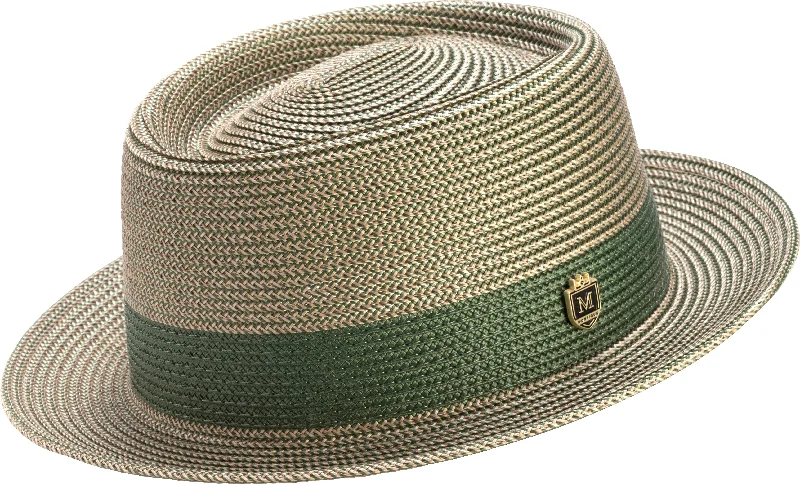 Olive Green Pork Pie Hat with Montique Pin