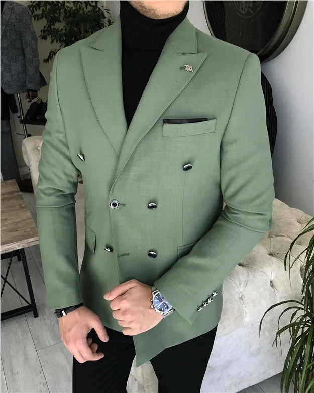 Green Double Breasted One Piece Blazer by ITALIAN VEGA®