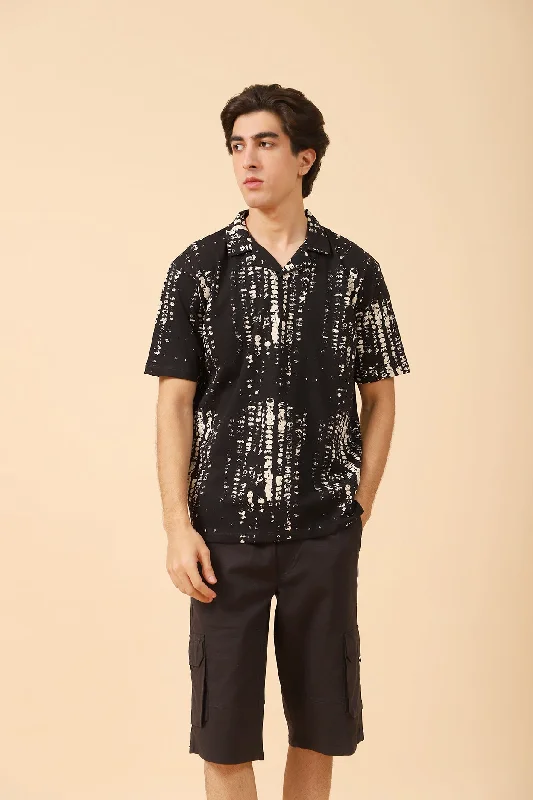 Men's Shirts with Embellished CollarsRESORT COLLAR PRINTED BAGGY FIT POLO