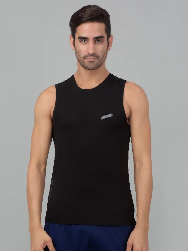 Men's Shirts with High NecksMen's Black  Round neck Sleeveless Tank top