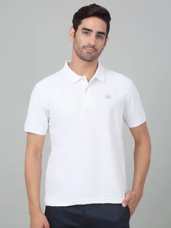 Durable Men's Work ShirtsMen's White  Polo neck Half Sleeve T-Shirt