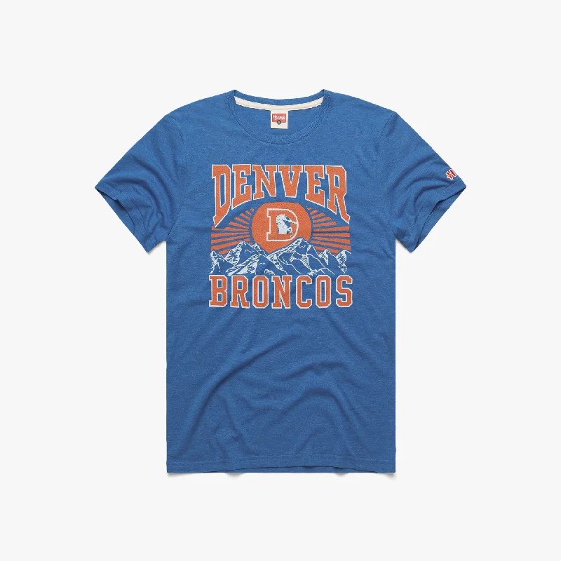 Men's Shirts with Asymmetrical HemlinesDenver Broncos Mountains