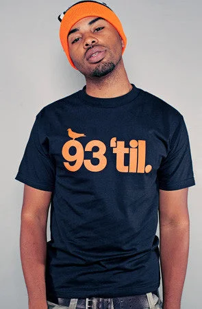 Men's Shirts with Hidden ButtonsHieroglyphics X Adapt :: 93 'til (Men's Black/Orange Tee)