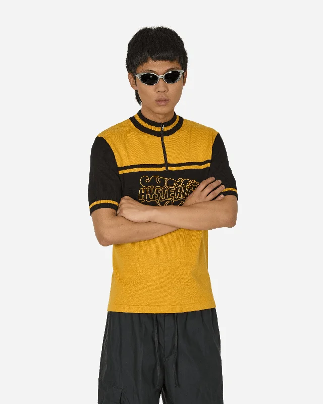 Classic Men's Button-Up ShirtsFlame Logo Embroidered Cycling Jersey Yellow / Black