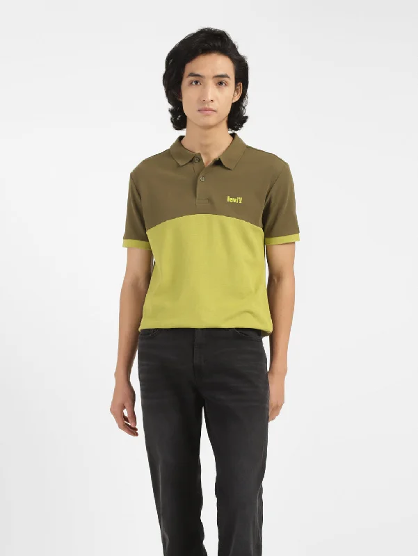 Men's Shirts with CollarsMen's Colorblock Polo T-shirt Olive