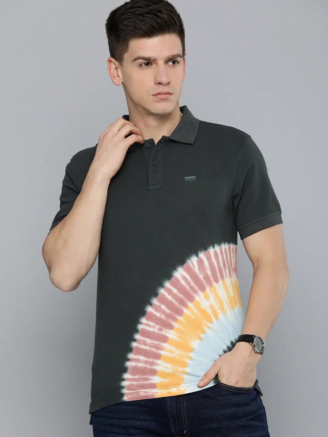 Men's Shirts with Pocket SquaresMen's Tie - Dye Slim Fit Polo T-shirt