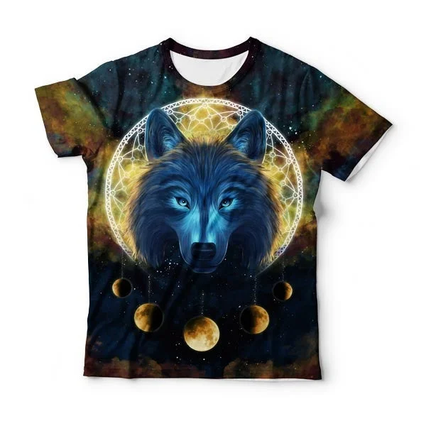 Men's Shirts with Mandarin CollarsMoon Wolf T-Shirt