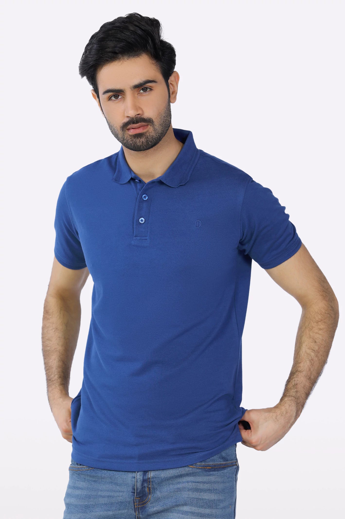 Men's Casual Shirts for Everyday WearRoyal Blue Jacquard Collar Polo