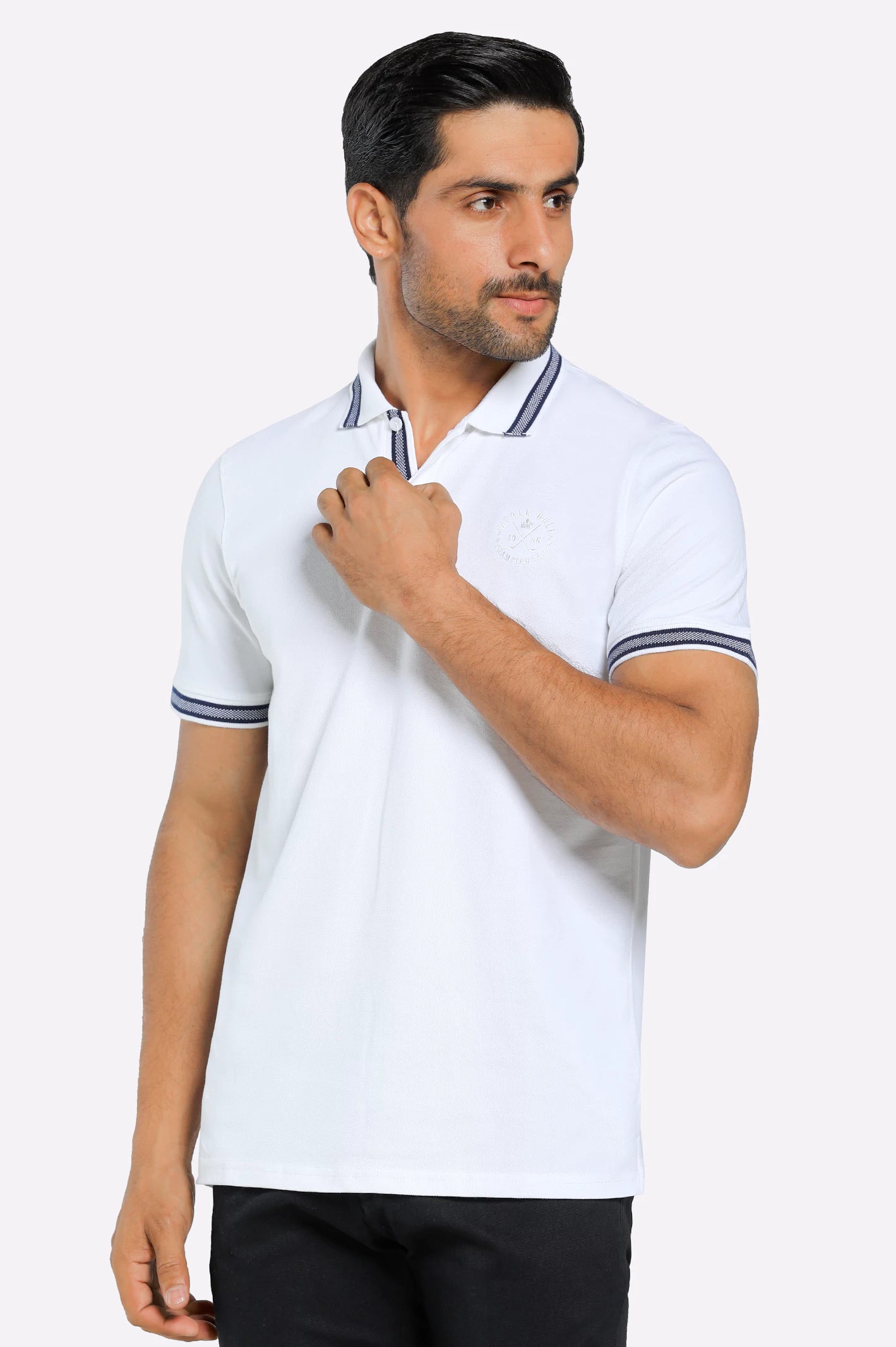 Men's Shirts with Wingtip CollarsWhite Jacquard Collar Polo