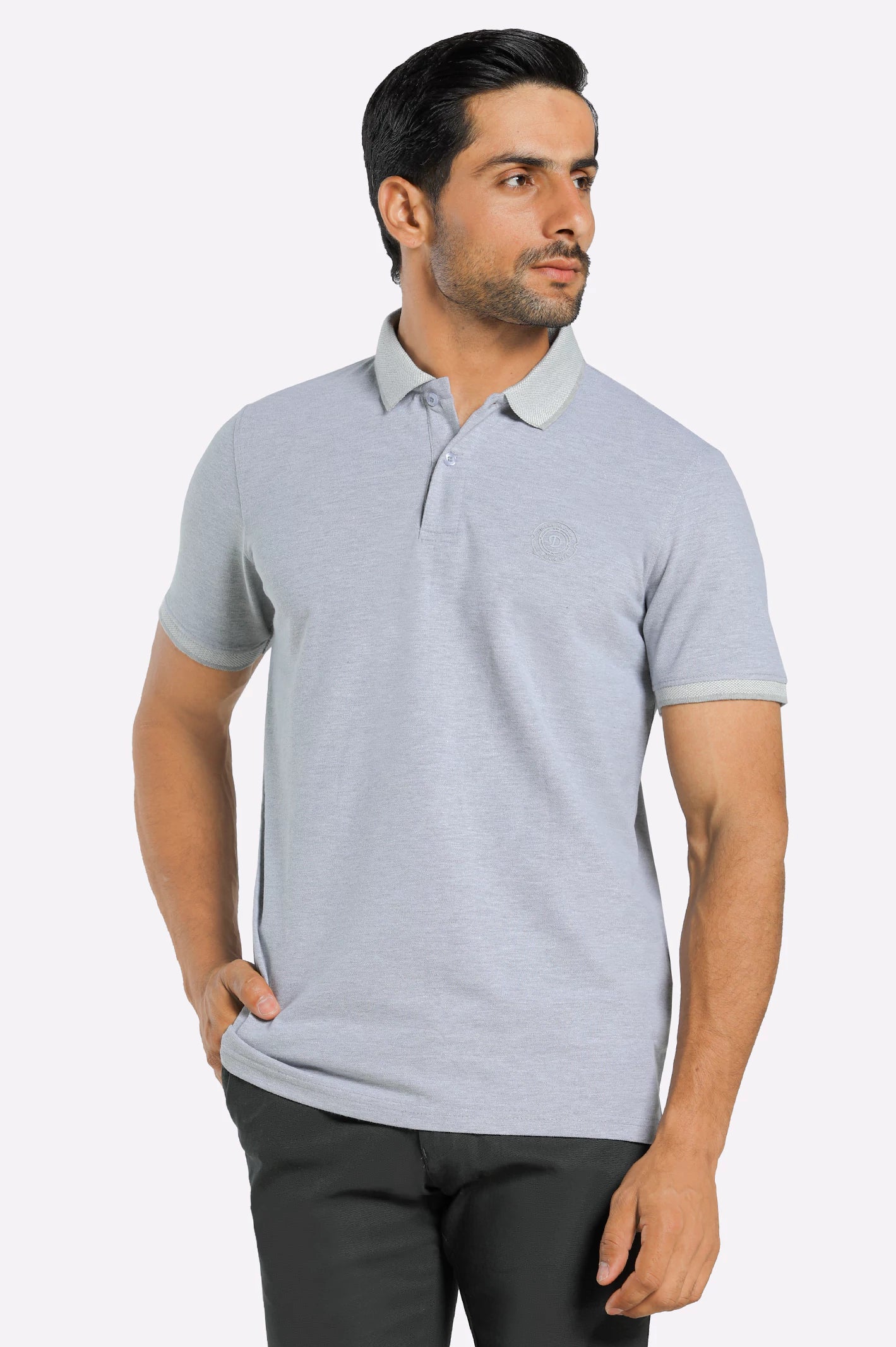 Men's Tailored Shirts for a Professional AppearanceHeather Grey Jacquard Collar Polo