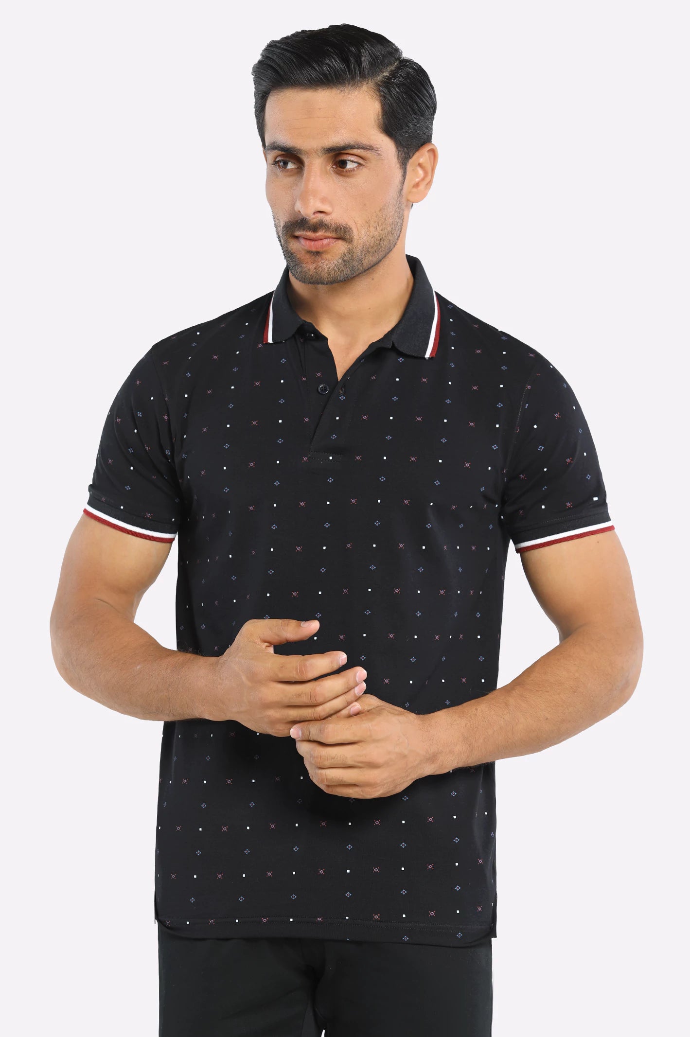 Men's Dressy Shirts for Formal EventsBlack All Over Printed Polo