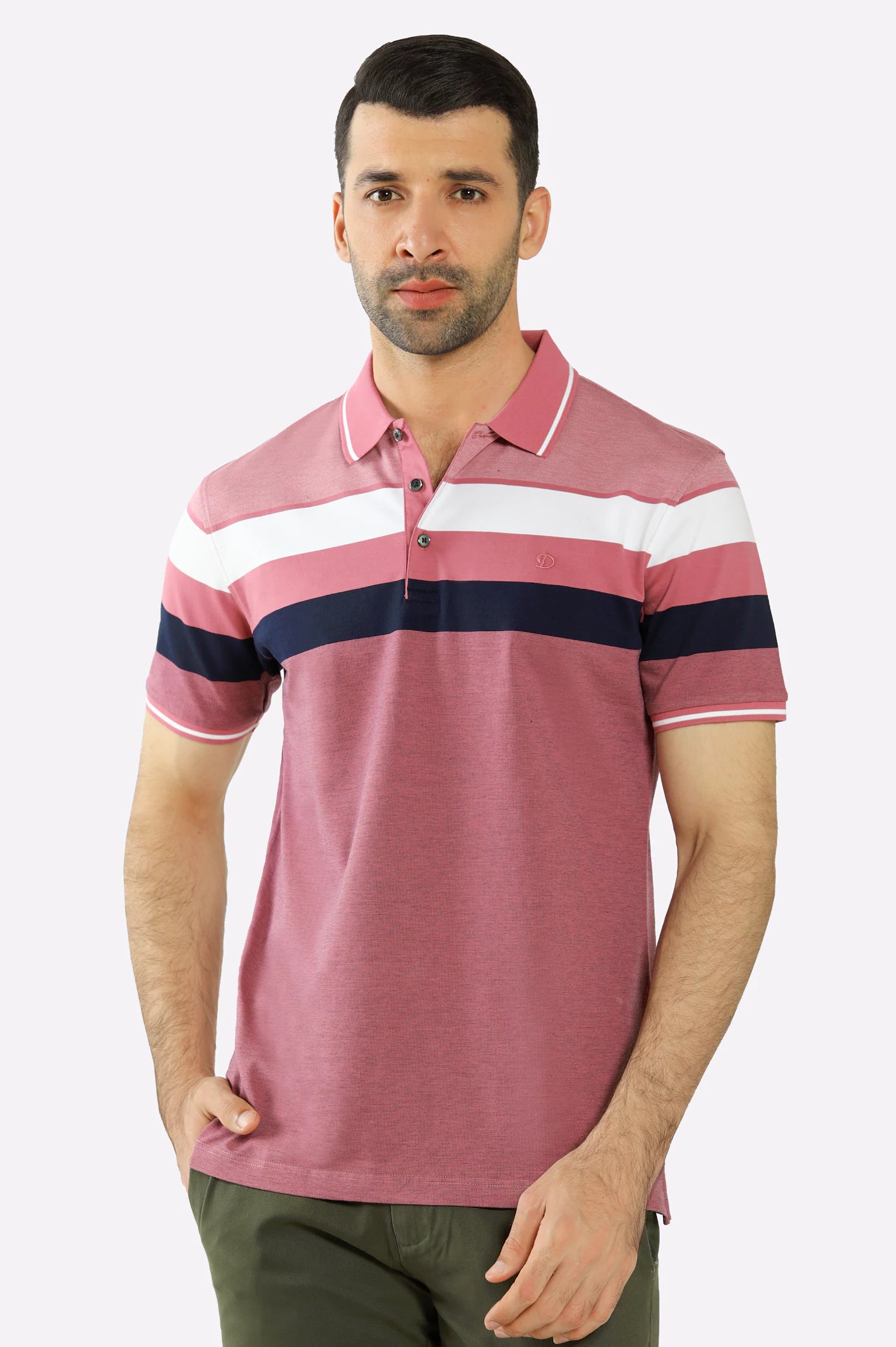 Men's Shirts with UV ProtectionPink Yarn Dyed Polo