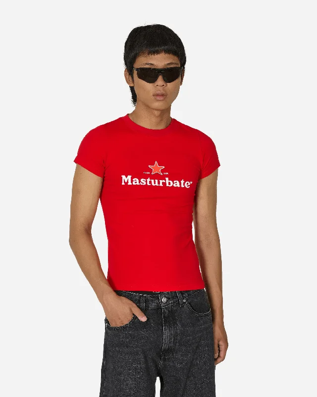 Men's Shirts with Belt AttachmentsSlam Jam Masturbate T-Shirt Red