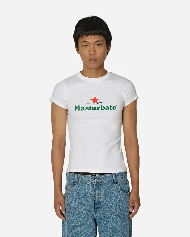 Men's Shirts with Asymmetrical HemlinesSlam Jam Masturbate T-Shirt White