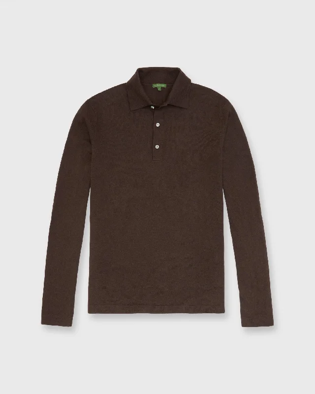 Men's Sweaters with Tailored FitsLong-Sleeved Rally Polo Sweater in Brazil Nut Cotton/Cashmere