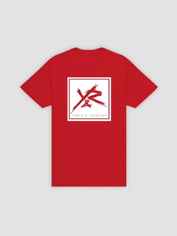 Men's Shirts with Asymmetrical HemlinesSquare Logo Tee - Red