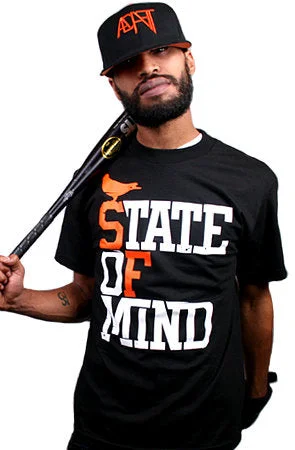 Men's Shirts with Chest PocketsState of Mind (Men's Black/Orange Tee)