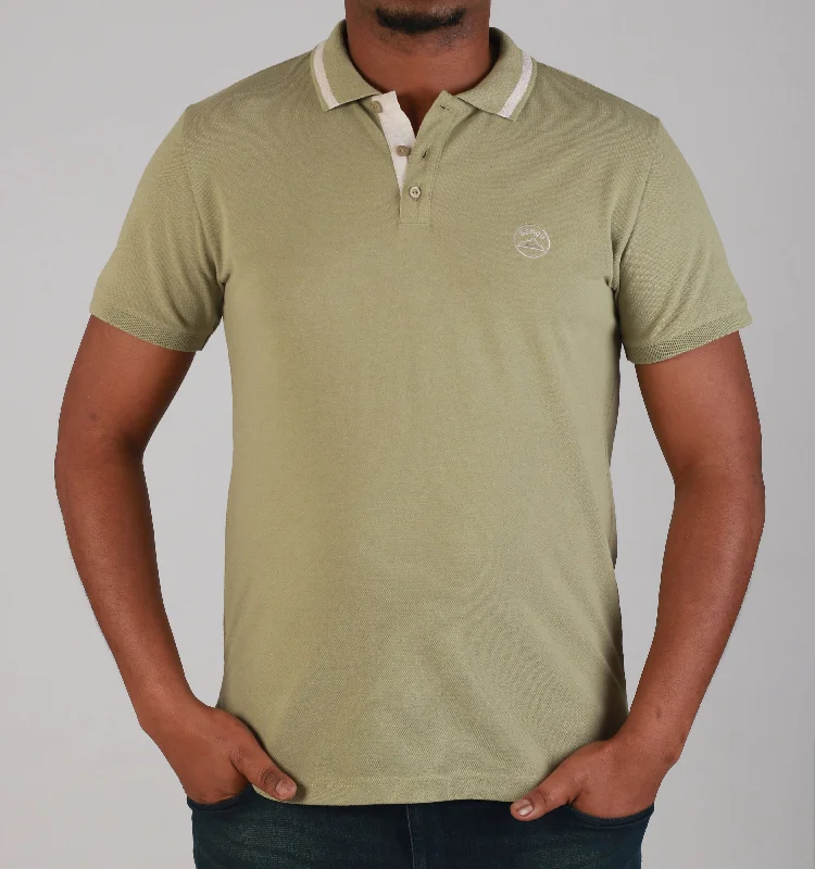 Men's Shirts with Custom Monograms"STRIPE RIB"- GOLFER - KHAKI