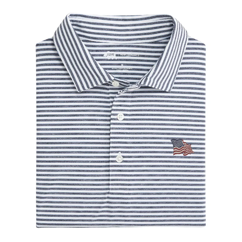 Men's Shirts with Hidden PocketsVintage Flag Mulligan Stripe Performance Polo - Classic Navy