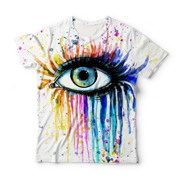 Men's Shirts with Roll-Up SleevesWatercolor Eye T-Shirt