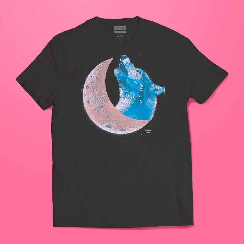 Men's Shirts with Embroidered DesignsWolf Moon