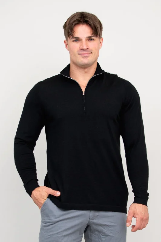 Fitted Men's Slim-Fit SweatersAndrew Sweater, Black, 100% Merino Wool