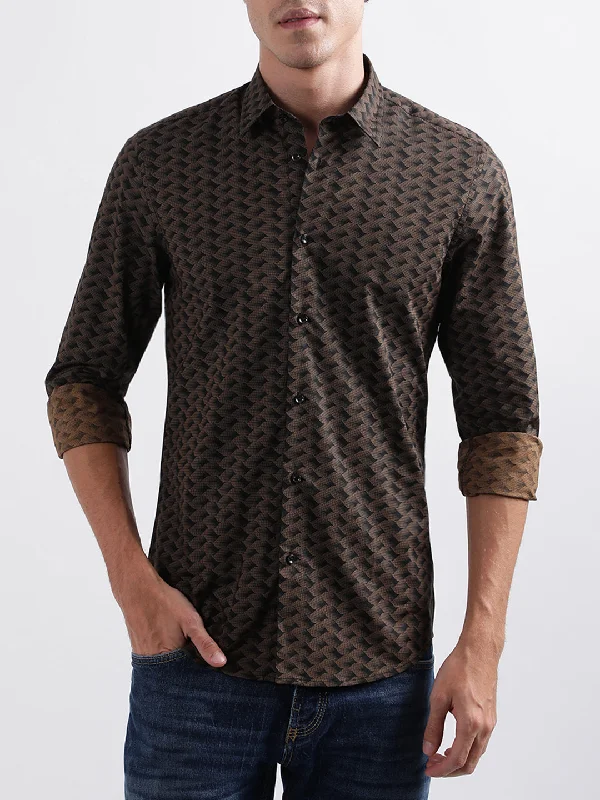 Men's Patterned Casual Shirts for Relaxed StylingAntony Morato Beige Printed Slim Fit Shirt