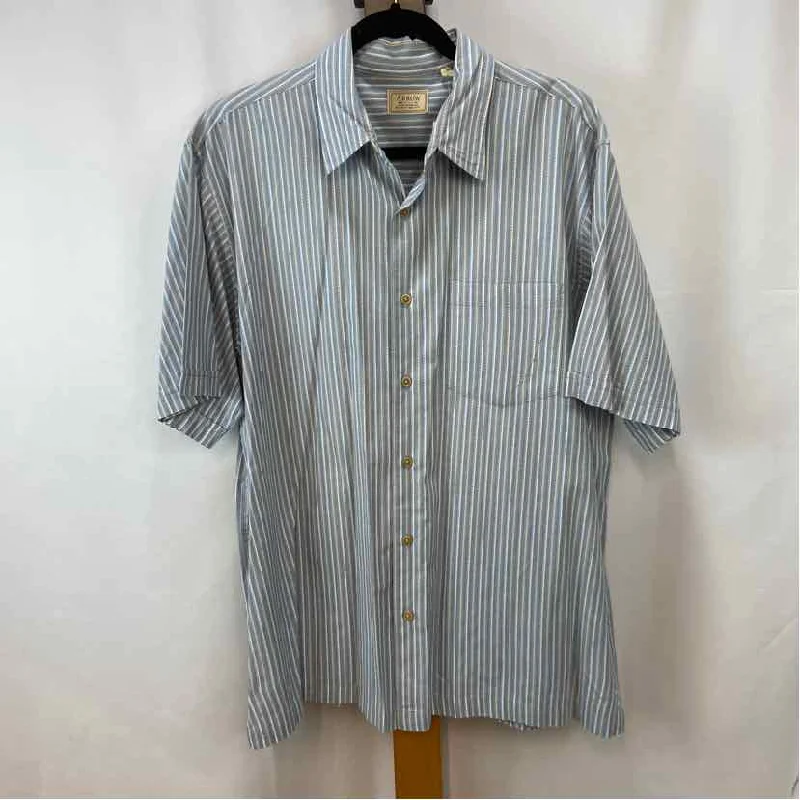 Men's Tennis Shirts for Court ComfortArrow Men's Size L Blue Striped Short Sleeve Shirt