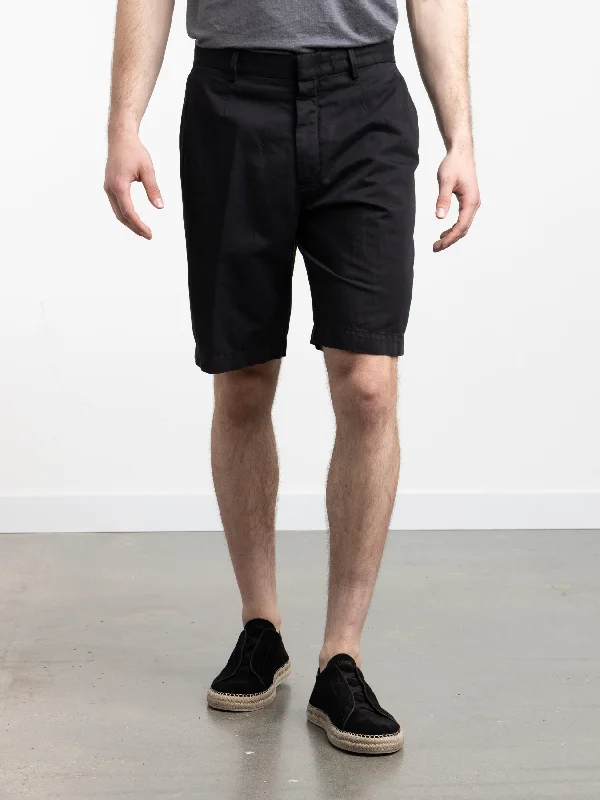 Men's Sports Pants for Active LifestylesBlack Cotton-Linen Shorts